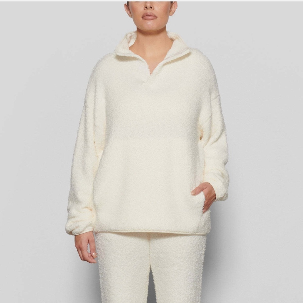 SKIMS Mock Neck Cozy Knit Sherpa Pullover BONE 2X/3X